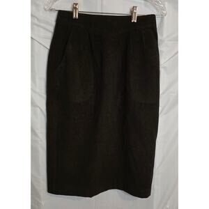 Rosee' by Bando Skirt Women's Dark Brown Wool 26" Waist 25" Long Kick Pleat Midi
